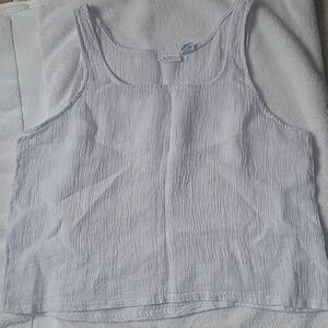 Sigrid Olsen White Textured Scoop-Neck Tank